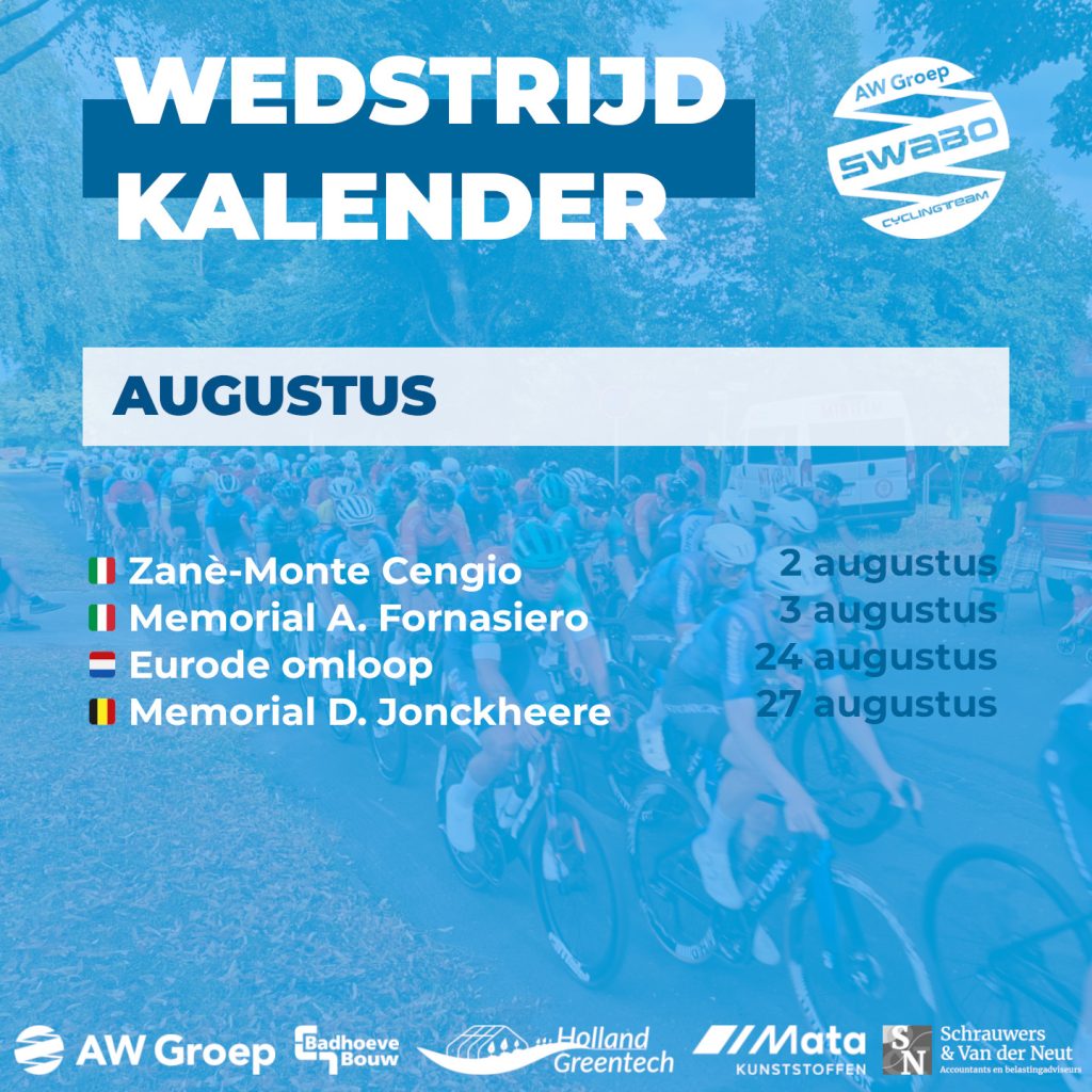 WEDSTRIJD KALENDER AUGUSTUS